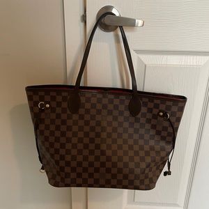 Brown Checkered Tote Bag